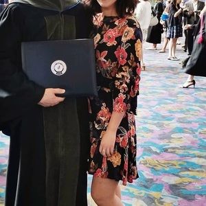 Floral midi dress with waist tie